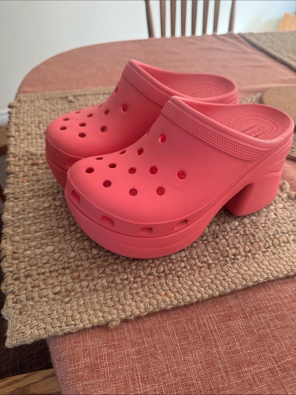CROCS Coral Pink Platform Clogs